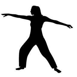 Silhouette einer Person bei einer Dehnübung